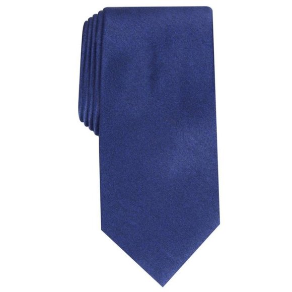 PERRY ELLIS Metallic Vandorn Business Men’s Blue Silky Necktie - Picture 5 of 5